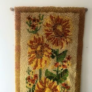 Vintage sunflower latch hook tapestry